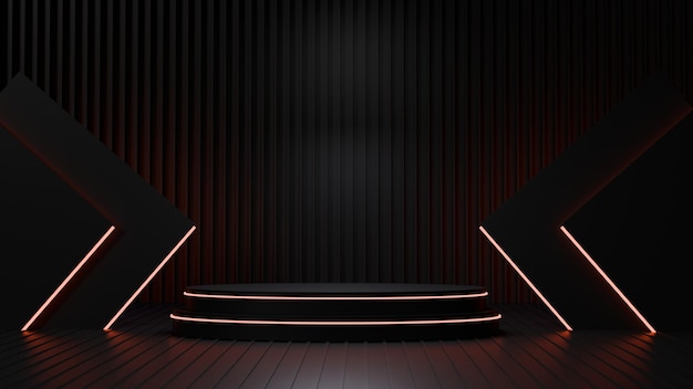 Palco escuro com luzes de néon