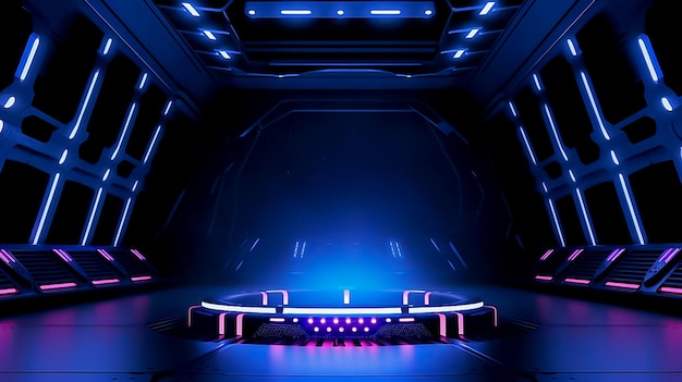 Palco moderno em um túnel futurista de ficção científica gerado por IA