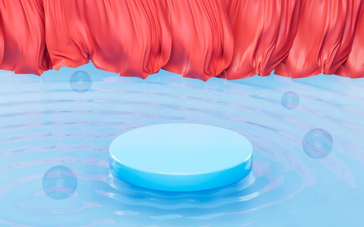 Foto palco vazio com fundo de cortina renderização em 3d