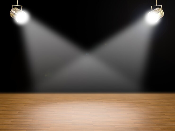 Foto palco vazio com holofotes brilhantes