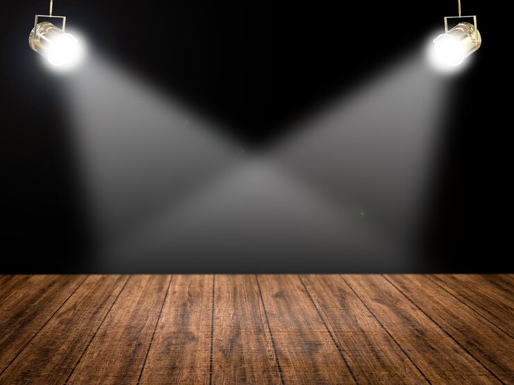 Foto palco vazio com holofotes brilhantes