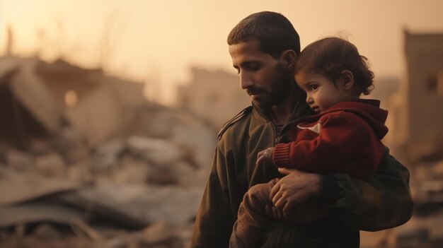 Foto palestino en el escenario de la guerra