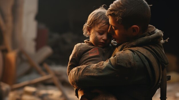 Foto palestino en el escenario de la guerra