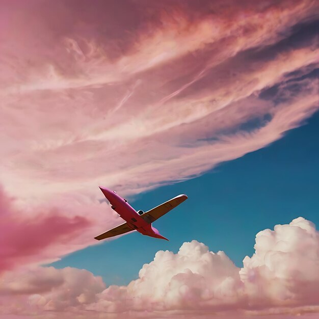 Un palet volando por el cielo de color rosa y lloviendo mucho gnearado por AI