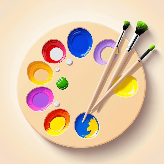 Paleta artística con pinceles y colores