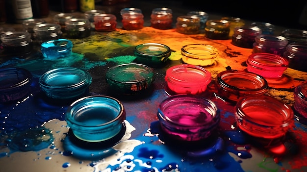 Una paleta de colores con pintura y la palabra "pintura" en la parte inferior.