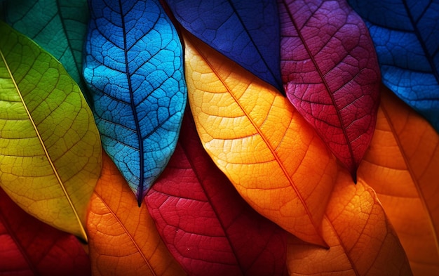 Paleta de folhas de arco-íris Folhas coloridas de outono Papel de parede