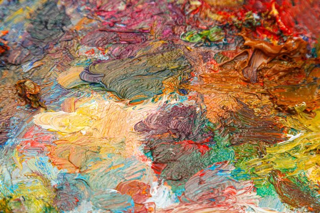 paleta de pintura com diferentes cores de pintura em close-up