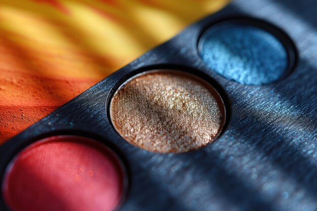 Paleta de sombras de olhos coloridas, close-up extremo, IA gerativa