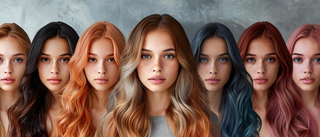 Foto paleta diversificada de penteados e cores para looks minimalistas modernos conceito penteados cores de cabelo paleta diversificada minimalista moderna