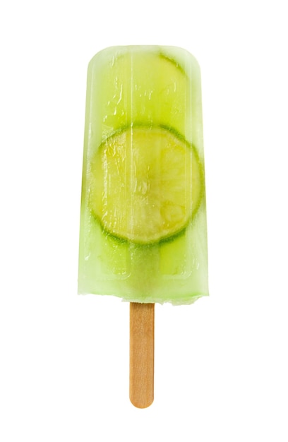 Paleta de fruta de lima aislada sobre fondo blanco Hielo de fruta