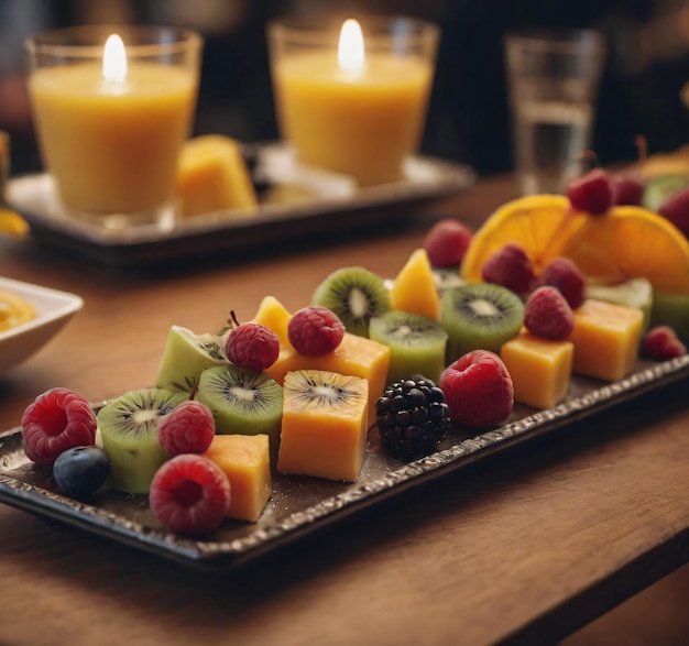 Una paleta de frutas frescas