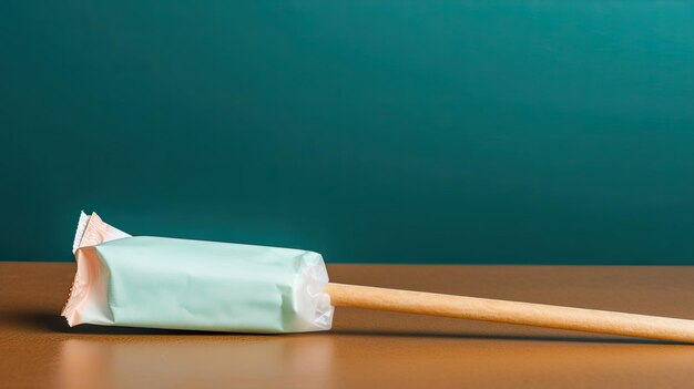 Una paleta de helado azul en un palo de madera