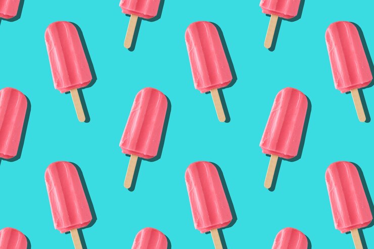 Paleta de helado sobre fondo azul. Patrón sin costuras. Fondo de verano