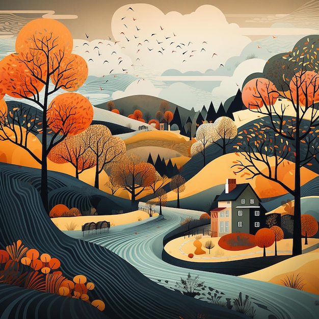 Paleta de invierno Ilustración audaz y vívida del frío de otoño