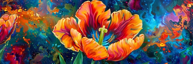 Foto la paleta de la naturaleza los vivos colores de un tulipán loro en la gloria de la primavera
