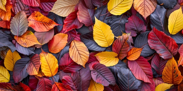 Paleta de otoño Array vívido de hojas de otoño rojas y amarillas