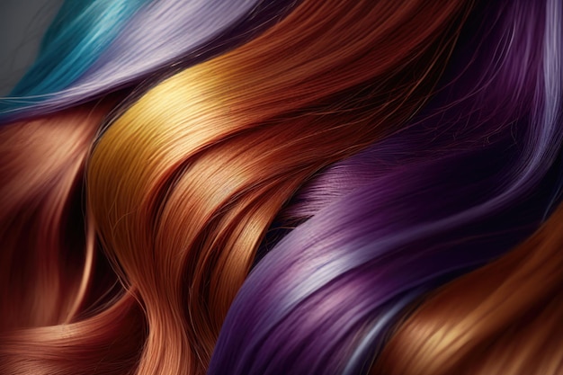 Paleta tingida de cores de cabelo Definir plano de fundo Closeup AI Generation