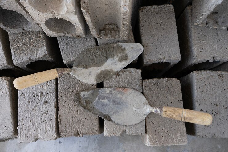 Paletas y bloques para construir un muro