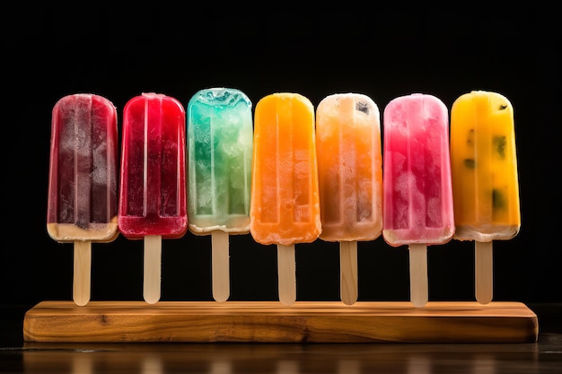 Paletas heladas caseras en un puesto de paletas