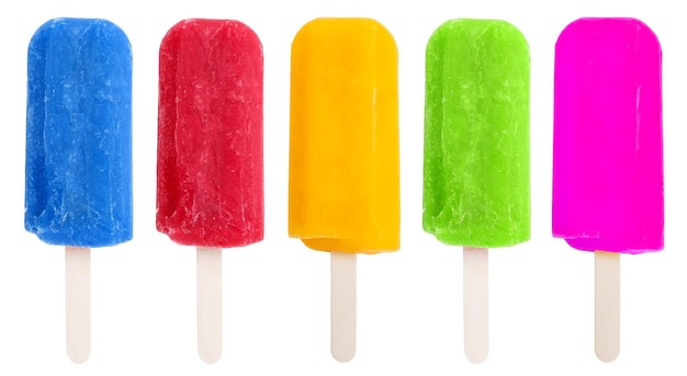 Paletas de paletas paletas de helado surtido paleta de helado helado verano aislado en blanco