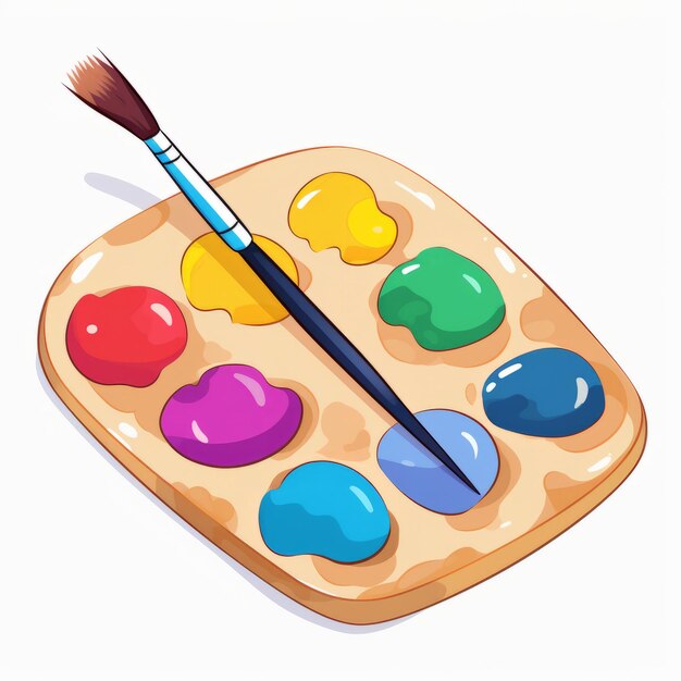 Palette mit isolierten Farben und Bürsten auf weißem Hintergrund Vektorillustration