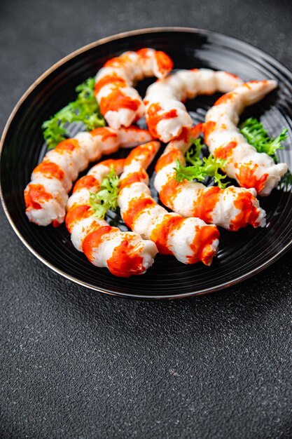 palito de cangrejo mariscos camarones forma comida bocadillo en la mesa espacio de copia fondo de comida parte superior rústica