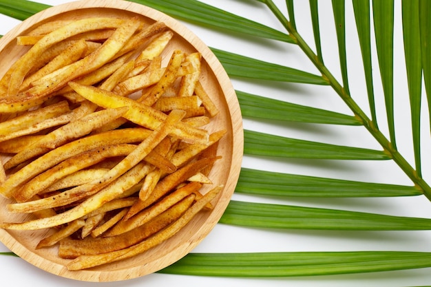 Foto palitos de banana crocantes lanche de frutas