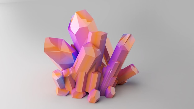 Palitos de cristal laranja e mundo de fantasia reino de fantasia aventura misticismo mistério renderização 3D