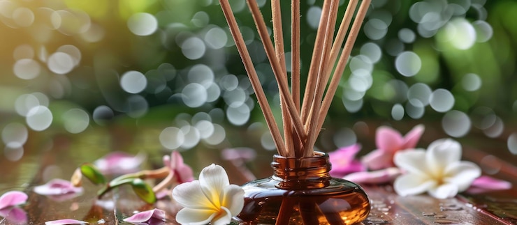 Foto palitos perfumados mergulhados em óleo