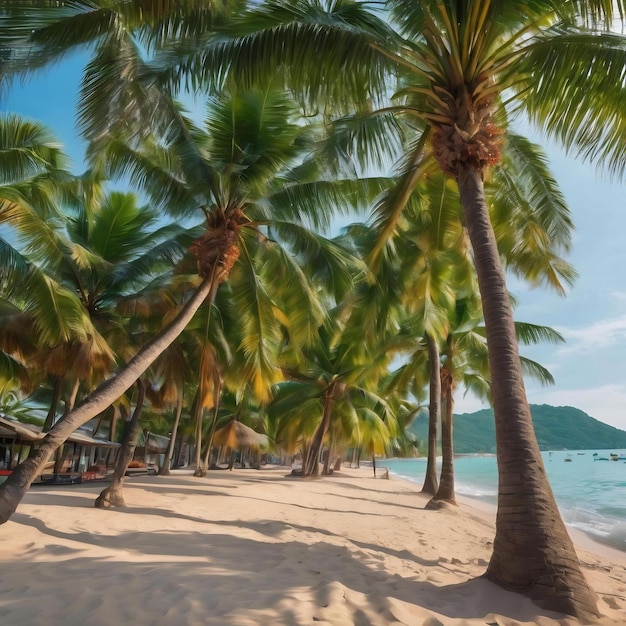 Palm e praia tropical em Pattaya, na Tailândia