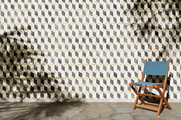 Palm Leaf Shadows On Cube Marble Tiles Wall Background para publicidade em viagens e cena ao ar livre