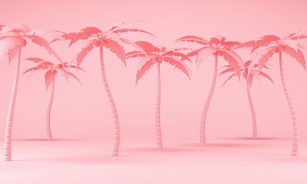 Palma rosa em um fundo pastel d renderização