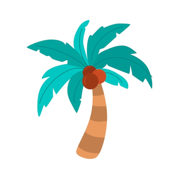 Palmbaum mit Kokosnuss-Symbol auf weißem Hintergrund