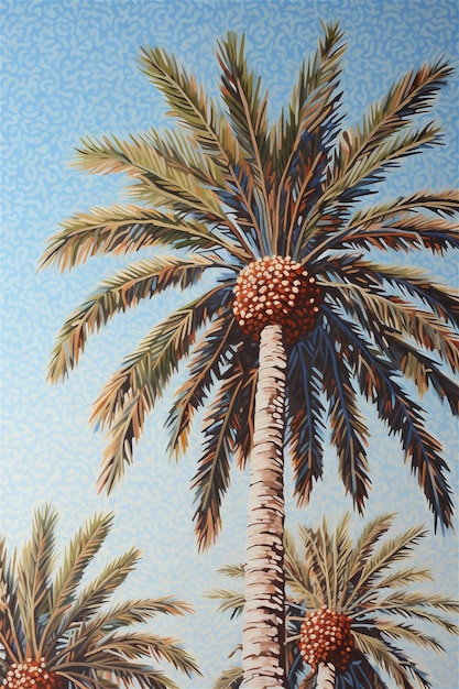 Palmbaum Pointillismus Malerei Tapete