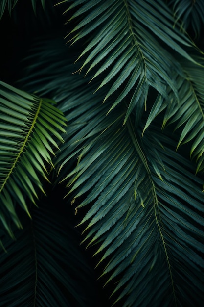 Palmblätter auf dunklem Hintergrund