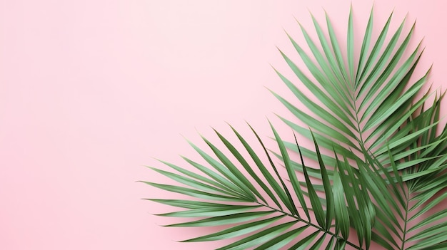 Palmblätter auf rosa HintergrundGenerative KI