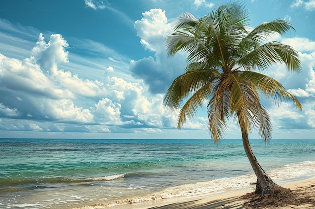 Palmeira na praia tropical do Caribe