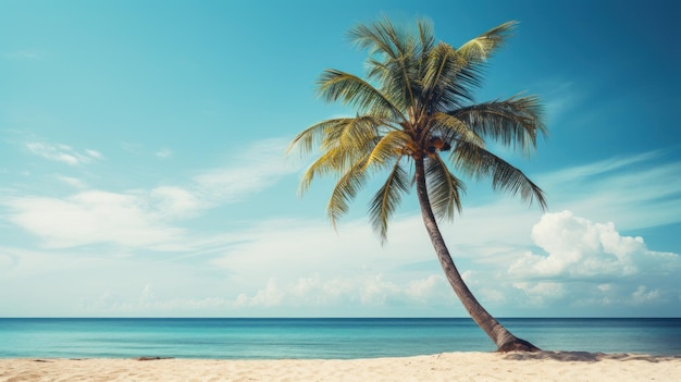 Foto palmeira serena em pé em uma praia tropical