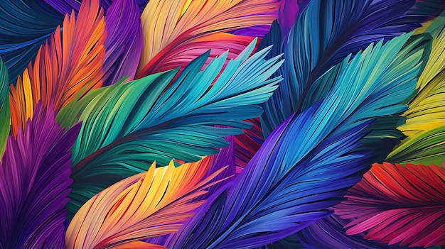 Palmeiras arco-íris tropicais e folhas de papel de parede