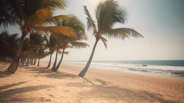 Foto palmeiras e uma praia de areia compartilham segredos do mar