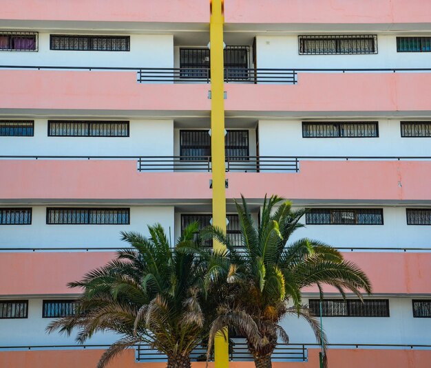 Palmeiras por edifício de apartamentos