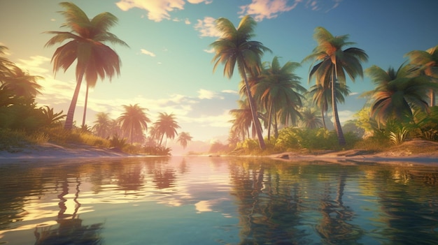 Palmen am Strand Hintergrundbilder