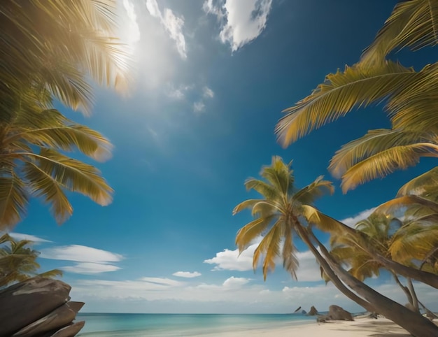 Palmen an einem tropischen Strand auf den Seychellen generative ai