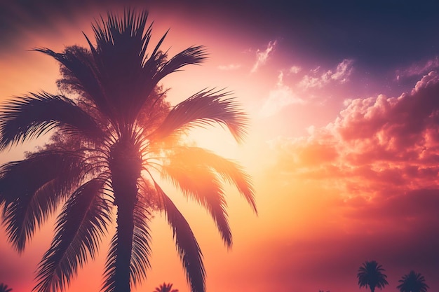 Palmen auf einem Sonnenunterganghintergrund