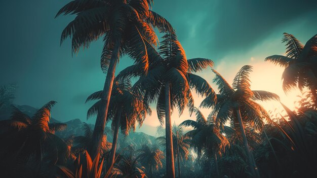 Palmen gegen den Himmel generative KI