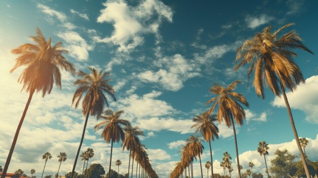 Palmen unter einem blauen Himmel mit Wolken Generative KI