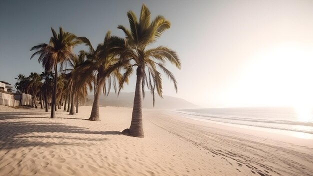 Palmen verstärken die Pracht eines Sandstrandes