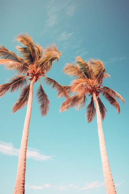 Foto palmen vor blauem himmel mit ein paar wolken