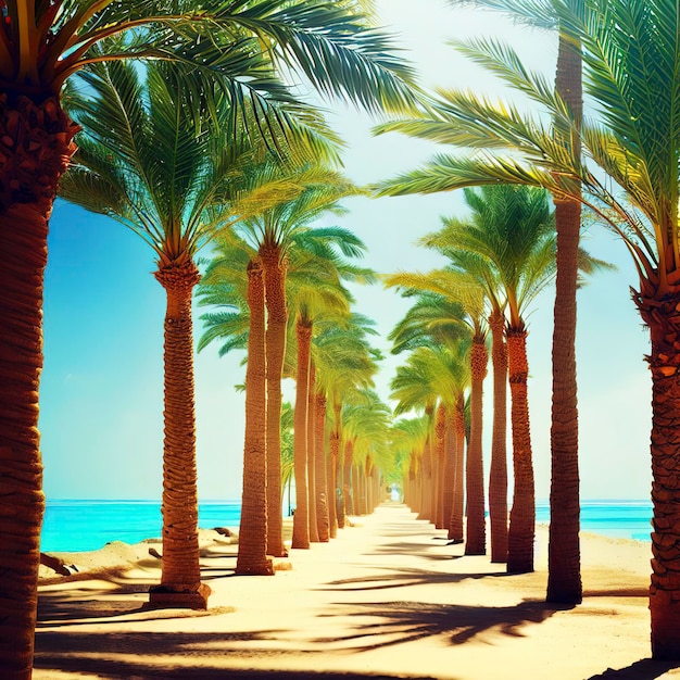 Palmenallee am tropischen ägyptischen Strand